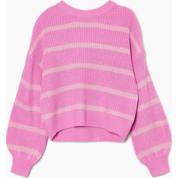 Różowy sweter w paski - Różowy. Czerwone swetry Cropp, l, bez wzorów, z dzianiny, bez ramiączek. Za 79.99 zł.