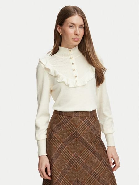 Luisa Spagnoli Sweter Maratea 100501 Kremowy Regular Fit. Białe swetry Luisa Spagnoli, m, bez wzorów, bez ramiączek. Za 1,449.00 zł.