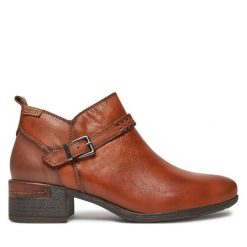 Botki Pikolinos. Brązowe botki Pikolinos, bez wzorów, bez obcasa, na słupku, bez zapięcia. Za 499.99 zł.