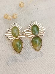 Atelier MIU Pozłacane kolczyki-wkrętki rozmiar: onesize. Zielone kolczyki atelier MIU, pozłacane. Za 56.99 zł.