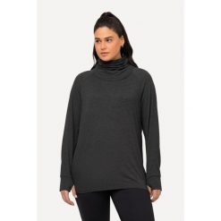 Damskie Sweter Pętla Okrągły dekolt Długi rękaw Bardzo miękki Otwór na kciuk. Czarne swetry Ulla Popken, na zimę, plus size, bez wzorów, z materiału, sportowe, plus size, bez ramiączek. Za 244.99 zł.