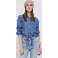 JDY koszula damska regular z kołnierzykiem klasycznym. Niebieskie koszule JDY, bez wzorów, z tkaniny, klasyczne, bez kołnierzyka, bez ramiączek. Za 129.99 zł.