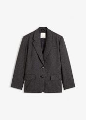 Żakiet oversize z wysokogatunkowej mieszanki wiskozy. Szare marynarki i żakiety bonprix, bez wzorów, z wiskozy, bez ramiączek. Za 219.99 zł.