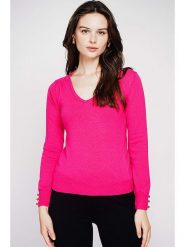 C& Jo Sweter w kolorze różowym rozmiar: 34. Różowe swetry C& Jo, bez wzorów, ze splotem, klasyczne, bez ramiączek. Za 114.17 zł.