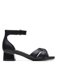 Clarks Sandały Desirae Lily 26171172 Czarny. Czarne sandały Clarks, bez wzorów, ze skóry, bez obcasa, na słupku, bez zapięcia. Za 299.99 zł.