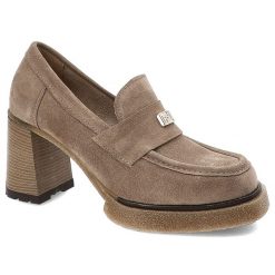 Beżowe Półbuty Armodo Eleganckie Obuwie Damskie Na Obcasie. Brązowe półbuty wsuwane Armodo, bez wzorów, eleganckie, bez obcasa, na obcasie. Za 309.00 zł.