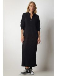 Happiness Istanbul Sukienka dzianinowa w kolorze czarnym rozmiar: onesize. Czarne sukienki Happiness Istanbul, bez wzorów, z dzianiny, bez kołnierzyka, bez ramiączek, maxi. Za 114.71 zł.