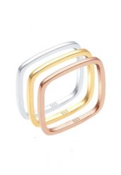 Elli Damski zestaw pierścionków Basic Kwadrat Tri-Colour ze srebra próby 925 Sterling Silver Pierścionki 1 ct. Szare pierścionki Elli, platynowe. Za 328.99 zł.