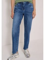 Cecil Dżinsy - Tapered fit - w kolorze niebieskim rozmiar: W28/L30. Niebieskie jeansy Cecil, l, z aplikacjami, ze skóry, klasyczne, z podwyższonym stanem. Za 194.95 zł.