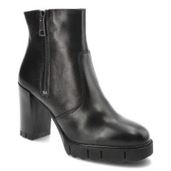 Czarne Botki Damskie Tamaris Skórzane Modne Obuwie. Czarne botki Tamaris, bez wzorów, ze skóry, klasyczne, bez obcasa, bez zapięcia. Za 389.00 zł.