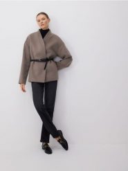 Kurtka z dodatkiem wełny - brązowy. Brązowe kurtki Reserved, l, bez wzorów, z tkaniny, bez kaptura. Za 299.99 zł.