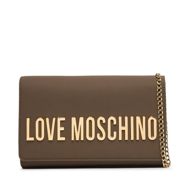 Torebka LOVE MOSCHINO. Brązowe kopertówki Love Moschino, bez wzorów, wizytowe, bez dodatków. Za 699.99 zł.