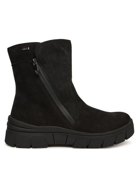 Caprice Botki 9-26437-41 Czarny. Czarne botki Caprice, bez wzorów, z nubiku, bez obcasa, na płaskiej podeszwie, bez zapięcia. Za 489.99 zł.