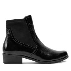 Botki Caprice. Czarne botki Caprice, bez wzorów, bez obcasa, na płaskiej podeszwie, bez zapięcia. Za 249.99 zł.