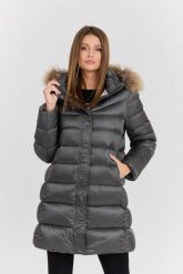 HETREGO Szara damska kurtka puchowa Leonie Quilted Woman Jacket With Detached Hood. Szare kurtki HETREGO, bez wzorów, z poliamidu. W wyprzedaży za 1,339.99 zł.