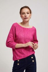Sweter z rękawem 3/4 fuksjowy. Swetry MOODO, l, bez wzorów, z elastanu, bez ramiączek. W wyprzedaży za 54.99 zł.