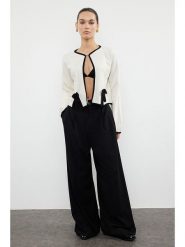 Trendyol Kardigan w kolorze kremowo-czarnym rozmiar: M. Brązowe swetry Trendyol, m, bez wzorów, bez ramiączek. Za 73.99 zł.