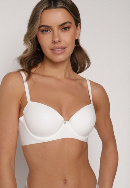 Biały Klasyczny Biustonosz o Gładkim Wykończeniu Taniarephis. Białe biustonosze Born2be, bez wzorów. Za 39.99 zł.