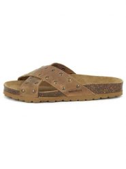 BABUNKERS Family Skórzane klapki w kolorze jasnobrązowym rozmiar: 36. Brązowe klapki BABUNKERS Family, bez wzorów, klasyczne, z otwartym noskiem, bez obcasa, bez zapięcia. Za 173.99 zł.