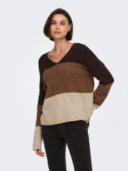 JDY Sweter "Elanora" w kolorze brązowo-beżowo-jasnobrązowym rozmiar: M. Brązowe swetry JDY, m, bez wzorów, bez ramiączek. Za 109.95 zł.