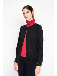 ASSUILI Kardigan w kolorze czarnym rozmiar: 36. Czarne swetry Assuili, bez wzorów, klasyczne, bez ramiączek. Za 130.99 zł.