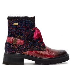 Trzewiki Laura Vita. Czerwone botki LAURA VITA, bez wzorów, bez obcasa, na płaskiej podeszwie, bez zapięcia. Za 399.99 zł.