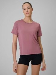 4F Koszulka sportowa w kolorze jasnoróżowym rozmiar: XS. Różowe t-shirty sportowe 4f, xs, bez wzorów, z materiału, bez ramiączek, outdoorowe. Za 57.06 zł.