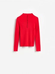Sweter z domieszką wiskozy - czerwony. Czerwone swetry Reserved, l, bez wzorów, z dzianiny, bez ramiączek. Za 109.99 zł.