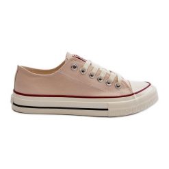 Niskie Trampki Damskie Big Star NN274272 Beżowe beżowy. Brązowe trampki bez wzorów, z gumy, eleganckie, bez zapięcia. Za 180.71 zł.