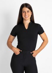 Koszula golfowa damska Calusa czarna techniczna oddychająca. Czarne koszule FLAIRWAY GOLF, uniwersalny, bez wzorów, z materiału, eleganckie, bez kołnierzyka, bez ramiączek. Za 275.00 zł.