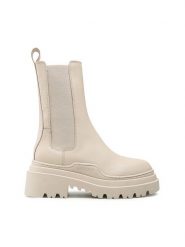 Badura Sztyblety 2131 Beżowy. Brązowe botki Badura, bez wzorów, ze skóry, bez obcasa, na płaskiej podeszwie, bez zapięcia. Za 449.99 zł.