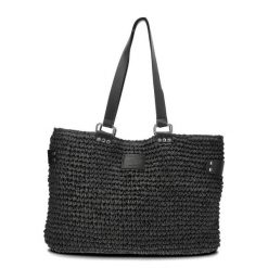 Czarna Duża Torba Big Star Wygodna Shopperka Damska. Czarne shopper bag BIG STAR, bez wzorów, z materiału, eleganckie, na ramię, duże, bez dodatków. Za 152.99 zł.