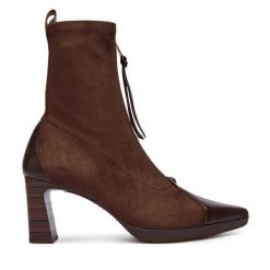 Botki Hispanitas. Brązowe botki Hispanitas, bez wzorów, bez obcasa, na słupku, bez zapięcia. Za 789.99 zł.