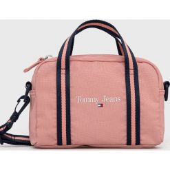Tommy Jeans torebka kolor pomarańczowy. Brązowe listonoszki Tommy Jeans, bez wzorów, z jeansu, bez dodatków. W wyprzedaży za 189.99 zł.