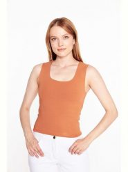 Mieles Top w kolorze pomarańczowym rozmiar: M. Pomarańczowe topy Mieles, m, bez wzorów, z bawełny, bez kołnierzyka, bez ramiączek. Za 33.13 zł.