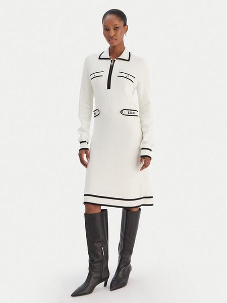 Liu Jo Sport Sukienka dzianinowa TF5251 MS59L Écru Regular Fit. Sukienki Liu Jo Sport, l, bez wzorów, z dzianiny, sportowe, bez kołnierzyka, bez ramiączek, sportowe. Za 899.99 zł.