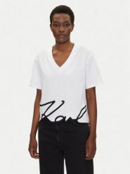 KARL LAGERFELD T-Shirt A2W17104 Biały Relaxed Fit. Białe t-shirty KARL LAGERFELD, xl, bez wzorów, z bawełny, bez kołnierzyka, bez ramiączek. Za 379.99 zł.