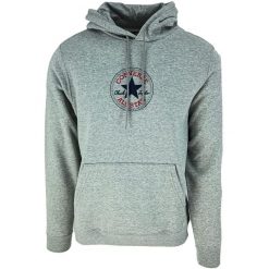 Bluza z kapturem Converse Go-To Chuck Taylor Patch Brushed, Dla obu płci. Szare bluzy Converse, xs, bez wzorów, z bawełny, sportowe, bez ramiączek, z kapturem. Za 290.00 zł.