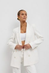 MARYNARKA FRANCESCA ECRU L - Flawless. Białe marynarki i żakiety Flawless, l, bez wzorów, z bawełny, klasyczne, bez ramiączek. Za 396.00 zł.