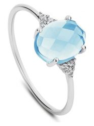 DIA DIAMONDS Srebrny pierścionek z diamentami i topazem rozmiar: 58. Niebieskie pierścionki DIA DIAMONDS, z diamentem, srebrne. Za 232.23 zł.