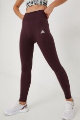 Adidas Performance legginsy treningowe damskie kolor bordowy gładkie. Czerwone legginsy adidas Performance, bez wzorów, z materiału. W wyprzedaży za 179.99 zł.