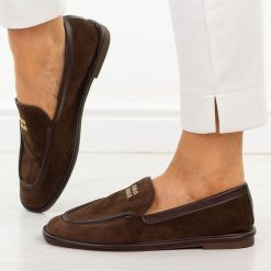 Brązowe mokasyny damskie Vinceza 62271. Brązowe mokasyny VINCEZA, bez wzorów, z jeansu. Za 149.00 zł.