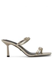 Nine West Klapki ZL23005-1CC Złoty. Żółte klapki Nine West, bez wzorów, ze skóry, bez obcasa, bez zapięcia. Za 239.99 zł.
