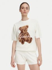 Guess T-Shirt O6BR03 Z1145 Kremowy Regular Fit. Białe t-shirty Guess, xs, z aplikacjami, z syntetyku, bez kołnierzyka, bez ramiączek. Za 234.99 zł.