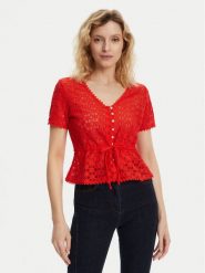 Morgan Bluzka 231-DATE Czerwony Slim Fit. Czerwone bluzki Morgan, s, bez wzorów, z syntetyku, bez kołnierzyka, bez ramiączek. Za 159.99 zł.
