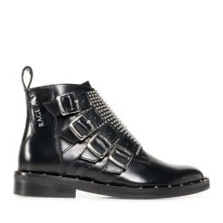 Botki Rage Age. Czarne botki Rage Age, bez wzorów, bez obcasa, na płaskiej podeszwie, bez zapięcia. Za 449.99 zł.