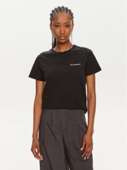 KARL LAGERFELD T-Shirt Essential 245W1714 Czarny Regular Fit. Czarne t-shirty KARL LAGERFELD, xs, bez wzorów, z bawełny, bez kołnierzyka, bez ramiączek. Za 219.99 zł.
