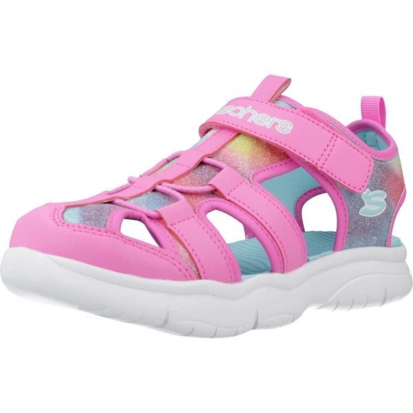Sandały SKECHERS FLEX SPLASH Rose. Czerwone sandały Skechers, bez wzorów, z syntetyku, bez obcasa, bez zapięcia. Za 217.99 zł.