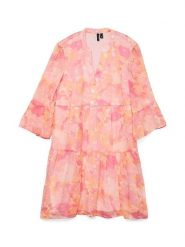 Vero Moda Sukienka w kolorze jasnoróżowo-pomarańczowym rozmiar: L. Pomarańczowe sukienki Vero Moda, l, bez wzorów, z materiału, bez kołnierzyka, bez ramiączek, mini. Za 61.60 zł.