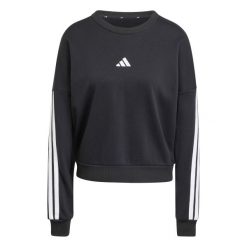 Bluza damska z francuskiego dresu adidas Essentials 3-Stripes. Czarne bluzy adidas, na zimę, xl, bez wzorów, z dresówki, bez ramiączek, bez kaptura. Za 225.95 zł.